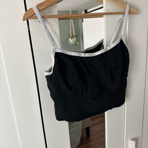 aerie Bralette Black Superchill Corset Bralette Top with White Elastic Trim XL